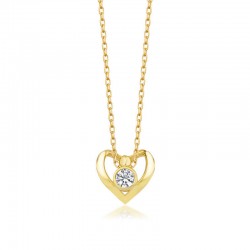 Gümüş Gold Kalpli Tek Taş Kadın Kolye Gümüş Gold Kalpli Tek Taş Kadın Kolye