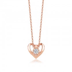 Gümüş Rose Kalpli Tek Taş Kadın Kolye Gümüş Rose Kalpli Tek Taş Kadın Kolye