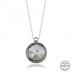 Swarovski Crystal Taşlı Çerçeveli Gümüş Kadın Kolye