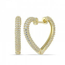 Gümüş Gold Kalp Kadın Küpe Gümüş Gold Kalp Kadın Küpe