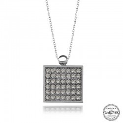 Swarovski Crystal Taşlı Kare Gümüş Kadın Kolye
