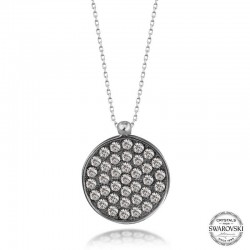 Swarovski Crystal Taşlı Yuvarlak Gümüş Kadın Kolye