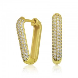 Gümüş Gold Beyaz Taşlı Üçgen Küpe Gümüş Gold Beyaz Taşlı Üçgen Küpe