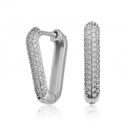 Gümüş Beyaz Taşlı Üçgen Küpe Gümüş Beyaz Taşlı Üçgen Küpe