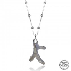 Swarovski Crystal Taşlı Top Zincir Mercan Gümüş Kadın Kolye