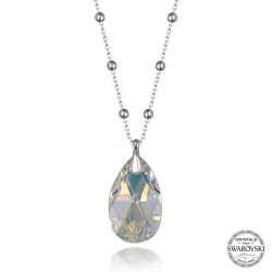 Swarovski Crystal Taşlı Top Zincir Damla Gümüş Kadın Kolye