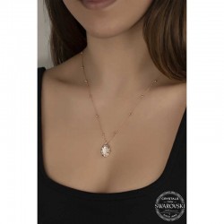 Swarovski Crystal Taşlı Rose Top Zincir Oval Gümüş Kadın Kolye Swarovski Crystal Taşlı Rose Top Zincir Oval Gümüş Kadın Kolye