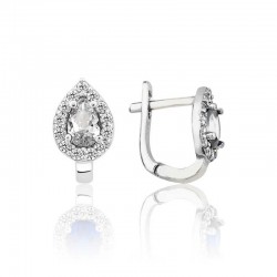 Gümüş Beyaz Taşlı Damla J Kadın Küpe Gümüş Beyaz Taşlı Damla J Kadın Küpe