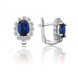 Gümüş Mavi Çiçek Desenli J Kadın Küpe Gümüş Mavi Çiçek Desenli J Kadın Küpe