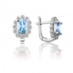 Gümüş Turkuaz Çiçek Desenli J Kadın Küpe Gümüş Turkuaz Çiçek Desenli J Kadın Küpe