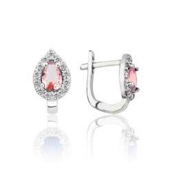 Gümüş Pembe Taşlı Damla J Kadın Küpe Gümüş Pembe Taşlı Damla J Kadın Küpe