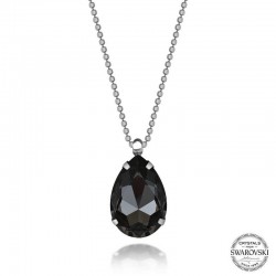 Swarovski Crystal Taşlı Top Zincir Damla Gümüş Kadın Kolye