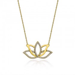 Gümüş Gold Lotus Çiçeği Kadın Kolye Gümüş Gold Lotus Çiçeği Kadın Kolye