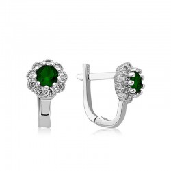 Gümüş Yeşil Çiçek Desenli Yuvarlak J Kadın Küpe Gümüş Yeşil Çiçek Desenli Yuvarlak J Kadın Küpe