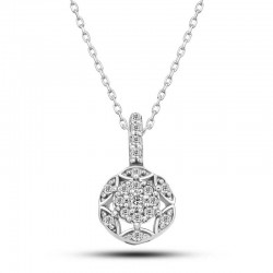 Gümüş Beyaz Zirkon Taşlı Çiçek Kadın Kolye Gümüş Beyaz Zirkon Taşlı Çiçek Kadın Kolye