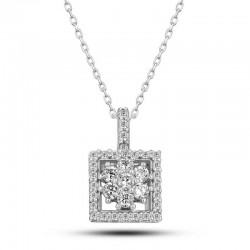 Gümüş Kare Zirkon Taşlı Kadın Kolye Gümüş Kare Zirkon Taşlı Kadın Kolye