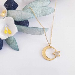 Gümüş Gold Ay Yıldız Kadın Kolye Gümüş Gold Ay Yıldız Kadın Kolye