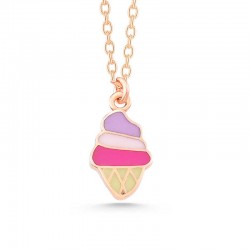 Gümüş Rose Renkli Dondurma Kadın kolye