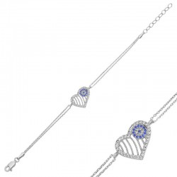 Gümüş Nazarlı Kalp Kadın Bileklik Gümüş Nazarlı Kalp Kadın Bileklik