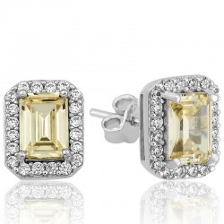 Gümüş Sarı Baget Taşlı Çivili Kadın Küpe Gümüş Sarı Baget Taşlı Çivili Kadın Küpe