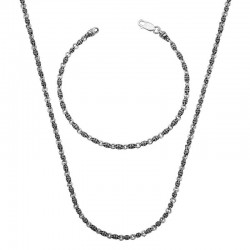 Gümüş Oksit Desenli Zincir Kolye Bileklik Set Gümüş Oksit Desenli Zincir Kolye Bileklik Set