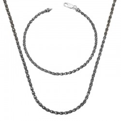 Gümüş Oksitli Arnavut Zincir Kolye Bileklik Set Gümüş Oksitli Arnavut Zincir Kolye Bileklik Set