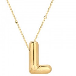 Gümüş Gold Balon L Harfi Kadın Kolye Gümüş Gold Balon L Harfi Kadın Kolye