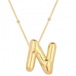 Gümüş Gold Balon N Harfi Kadın Kolye Gümüş Gold Balon N Harfi Kadın Kolye