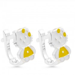 Gümüş Kedi Çocuk Küpesi Gümüş Kedi Çocuk Küpesi