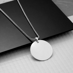 Gümüş Yuvarlak Plaka Kolye Gümüş Yuvarlak Plaka Kolye