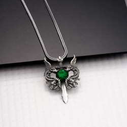 Gümüş Yeşil Taşlı Ejderha Erkek Kılıç Kolye Gümüş Yeşil Taşlı Ejderha Erkek Kılıç Kolye