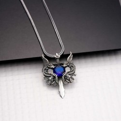 Gümüş Mavi Taşlı Ejderha Erkek Kılıç Kolye Gümüş Mavi Taşlı Ejderha Erkek Kılıç Kolye