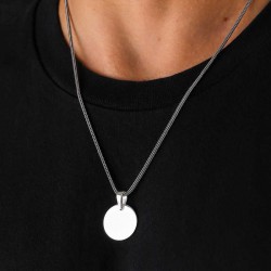 Gümüş Yuvarlak Plaka Kolye Gümüş Yuvarlak Plaka Kolye
