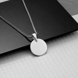 Gümüş Yuvarlak Plaka Kolye Gümüş Yuvarlak Plaka Kolye