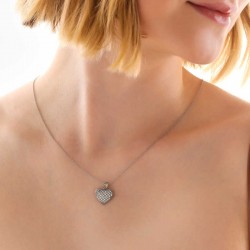 Gümüş Bombeli Kalp Kadın Kolye Gümüş Bombeli Kalp Kadın Kolye