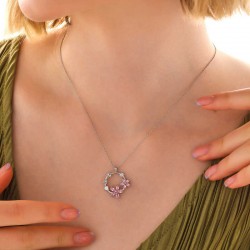 Gümüş Pembe Çiçek Kadın Kolye Gümüş Pembe Çiçek Kadın Kolye