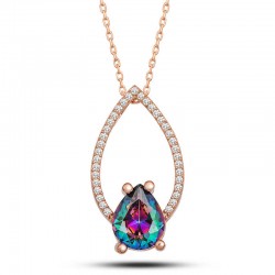 Gümüş Rose Mistik Topaz Taşlı Damla Kadın Kolye Gümüş Rose Mistik Topaz Taşlı Damla Kadın Kolye