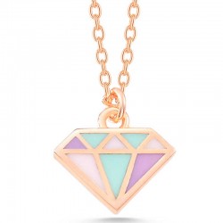 Gümüş Rose Renkli Elmas Kadın Kolye