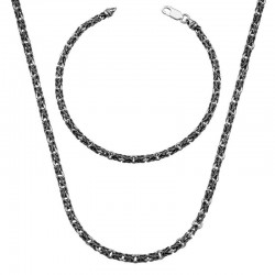 Gümüş 4mm Kral Zincir Kolye Bileklik Set Gümüş 4mm Kral Zincir Kolye Bileklik Set