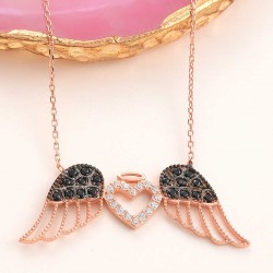 Gümüş Kanatlı Kalp Kadın Kolye Gümüş Kanatlı Kalp Kadın Kolye