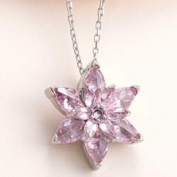 GümüŞ Pembe Lotus Çiçeği Kolye GümüŞ Pembe Lotus Çiçeği Kolye