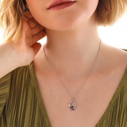 Gümüş Renkli Taşlı Çiçekli Kadın Kolye Gümüş Renkli Taşlı Çiçekli Kadın Kolye