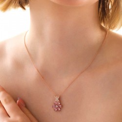 Gümüş Rose Pembe Sevgi Çiçeği Kadın Kolye  Gümüş Rose Pembe Sevgi Çiçeği Kadın Kolye