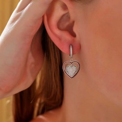 Gümüş Sallantılı Kalp Kadın Küpe Gümüş Sallantılı Kalp Kadın Küpe