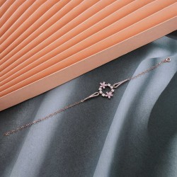 Gümüş Rose Pembe Çiçek Kadın Bileklik Gümüş Rose Pembe Çiçek Kadın Bileklik