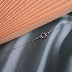 Gümüş Rose Mor Çiçek Kadın Bileklik Gümüş Rose Mor Çiçek Kadın Bileklik