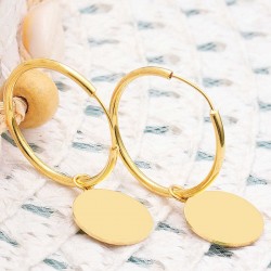 Gümüş Gold Sallantılı Halka Kadın Küpe Gümüş Gold Sallantılı Halka Kadın Küpe