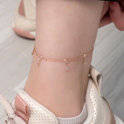 Gümüş Rose Damla Zirkon Taşlı Halhal Gümüş Rose Damla Zirkon Taşlı Halhal