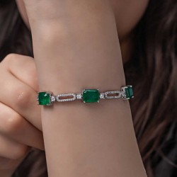 Gümüş Yeşil Renk Kare Paraiba Taşlı Kadın Bileklik Gümüş Yeşil Renk Kare Paraiba Taşlı Kadın Bileklik