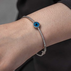 Gümüş Nazarlı Göz Kadın Bilezik Gümüş Nazarlı Göz Kadın Bilezik